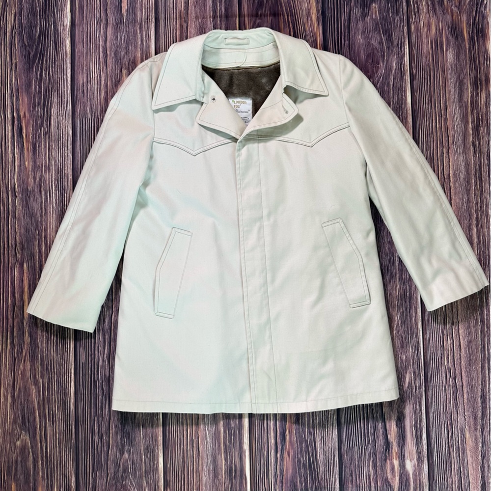 Men’s Vintage Western London Fog Maincoats Trench Coat Removable Faux Fur Lining